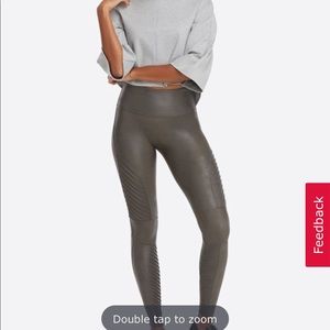 Spanx grey faux leather moto leggings M